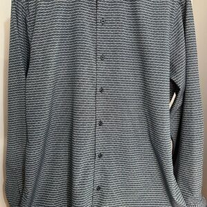 Men's Tom Baine Navy Patterned Dress Shirt Slim Fit